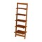 Cherry Finish Wooden Five Shelf Ladder Style Bookshelf Leaning Wall Storage